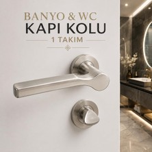 Vionna Hira Mercan Saten Renk Wc Kapı Kolu Yuvarlak Rozetli Banyo Tuvalet Uyumlu Modern Kapı Kolu Takımı