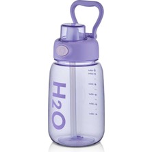 Vionna Deconox H2O Kilitli Pipetli Matara 800 Ml, Taşıma Kulplu ve Ölçü Göstergeli Plastik Su Şişesi, Lila Mavi Pembe Yeşil Renk Seçenekleri