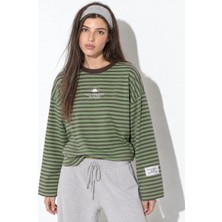 Hiccup Kadınlar Çizgili Sweatshirt Yeşil