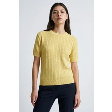 Modaspark Sarı Kısa Kollu Bisiklet Yaka Slim Fit Kadın Kazak
