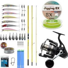 Şanal Yekoutdoor Yüksek Performans Okuma Olta Seti Okuma Makaira Surf 4,30 cm 100-250 gr 3 Parça Yellow Surf Kamışı&savage Gear Sgs8 8000 Fd 8+1bb Olta Makinesi