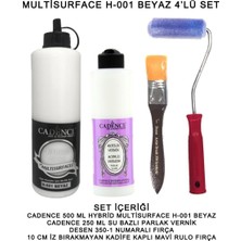 Şanal Cadence Multi Surface H-001 Beyaz Akrilik Boya Seti 4'lü, 500ML Boya, 250ML Parlak Vernik, Fırça ve Rulo
