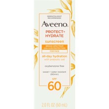 Şanal Aveeno Protect+ Nemlendirici Yüz Güneş Kremi Losyonu Geniş Spf 60 & Prebiyotik Yulaf, Ağırlıksız ve Serinletici Hissi, Paraben Içermez, Yağsız, Oksibenzon Içermez, 2,0 Ons