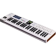 Şanal Arturia – Keylab Essential 49 Mk3 | Müzik Prodüksiyonu Için Mıdı Kontrolcü, Kapsamlı Yazılım Paketi, 49-Tuş, 9 Encoder, 9 Fader, 1 Modülasyon Tekerleği, 1 Pitch Bend Tekerleği, 8 Pad – Beyaz