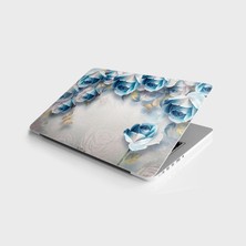 Şanal Laptop Sticker Bilgisayar Notebook Pc Kaplama Etiketi Mavi Gül Yapraklar