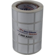 Şanal Hazır Etiketler , Hazır Al Hızlı Al Pp Metalize Baskısız Etiket, 20MM x 20MM Yan Yana 4 Lü Ruloda 2000 Adet Rulo Etiket, Rulonun Kuka Çapı 40MM'DIR.