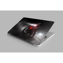 Şanal Laptop Sticker Notebook Pc Kaplama Etiketi Motorsikletli Adam