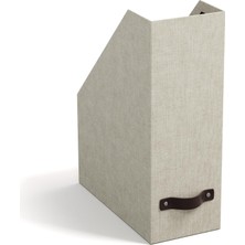 Şanal Bigso Box Of Sweden Estelle Dergiler, Dergiler ve Dosyalar Için Klasör – Pratik Düzenleyici Fiber Levha ve Kağıt Keten Görünümlü – Sağlam Saplı Dergi Tutucu – Bej