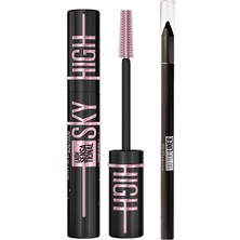 Şanal Maybelline New York Lash Sensational Sky High Cosmic Black Maskara + Tattoo Liner Jel Göz Kalemi, 900 Deep Onyx (Siyah) Makyaj Seti