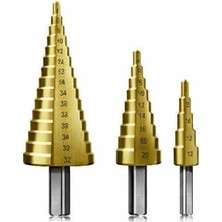 Şanal Genel 3 Parçalı Kademeli Matkap Seti, 4X12MM, 4X20MM, 4X32MM, Manuel Güç, Hss Titanyum Kaplama