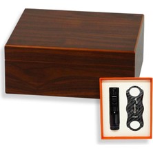 Şanal Cedar Alman Humidor Puro Kutusu Çakmak Kesici Seti
