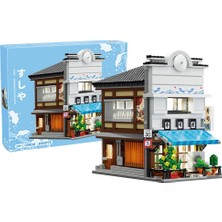 Barweer Japon Sushi Evi Modüler Binalar, Ev Yapı Taşları, Japon Mimari Model Kiti, Yetişkinler Için Sıkıştırma Blokları, Figürlü Evler (1665 Parça) C66018W