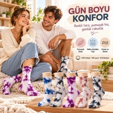 Liyuza Unisex Batik Desenli Çorap 10'lu Set Pamuklu Renkli Uzun Soket Dikişsiz Nefes Alan Günlük Spor Çorabı