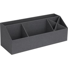 Bigso Box Of Sweden 4 Bölmeli Çalışma Masası Düzenleyici – Kağıtlar, Ataşlar, Kalemler Vs. Için Düzenleme Sistemi – Fiber Plaka ve Kağıt Keten Görünümlü Düzenleme Kutusu, Siyah