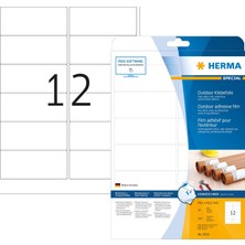 Herma 9533 Folyo Etiketleri, 10 Yaprak, 99,1 x 42,3 Mm, A4 Başına 12, 120 Adet, Kendinden Yapışkanlı, Mat, Boş Dış Mekan Yapışkan Etiketleri, Polietilen