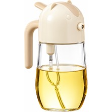 Promosyonca Sprey Yağlık ve Yağdanlık, Cam Hazneli 2’si 1 Arada Yağ Püskürtücü ve Dökücü, 600 Ml, Krem