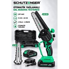 SCHUTZENGER 2500 Mah Dal Budama Testeresi Şarjlı Dal Kesme 15CM 20 cm Iki Pala ve Zinçir Çift Akü 6031GR