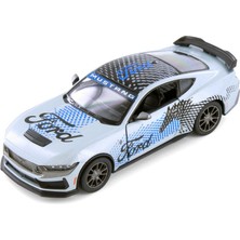 Myg Plus Kinsmart 2024 Ford Mustang Dark Horse, Mavi Livery Diecast Model Araba, Ölçekli Koleksiyon Oyuncak (Gri)