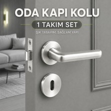 Myg Plus [1 Takım] Hira Nisa Saten Renk Yuvarlak Rozetli Oda Kapı Kolu Modern Şık Iç Kapı Kolu Sağ Sol Uyumlu