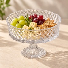 Myg Plus Deconox Tırtıl Desenli Ayaklı Şeffaf Cam Kurabiyelik 19 x 11,5 Cm, Meyve, Tatlı, Çerez ve Kanape Sunum Kasesi, Tekli