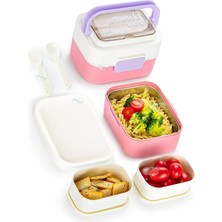Myg Plus Vagonlife Bento 1010ML Yeni Lunchbox Serisi Çift Renk Iki Katlı Bir Çelik Kaseli Iki Mini Plastik Kap 16X10X11.5CM Ölçü Paslanmaz Çelik Sefer Tası Çocuk Ilk Okul Yemek Kutusu Bpa Yok Özel Kutu-Pembe