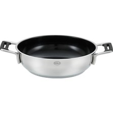 Myg Plus Rösle Sılence Pro Ceraplus Servis Tavası, Yapışmaz ve Sağlam – Ø 28 Cm, 260 °c'ye Kadar Isıya Dayanıklı, Seramik Kaplama, Gümüş, Paslanmaz Çelik 18/10, Bulaşık Makinesinde Yıkanabilir