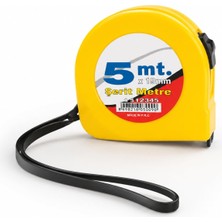 Myg Plus (1 Adet) Sarı Renkli 5 mt Küçük Boy Şerit Metre 19 mm Kolluk Kayışlı Dayanıklı Şerit Metre