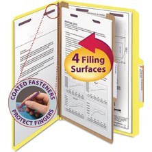 Myg Plus Smead Safeshıeld Bağlantı Elemanları ile Basın Tahtası Sınıflandırma Dosya Klasörü, 1 Bölücü, 2" Genişletme, Yasal Boyut, Sarı, Kutu Başına 10 (18734)