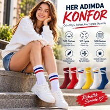 Liyuza Unisex Renkli Çorap Çizgili 12'li Set Uzun Soket Günlük Spor Kolej Stil Rahat Şık Kadın Erkek Çorabı