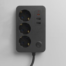 Myg Plus 3 Prizli 3 USB Girişli Çocuk Akım Korumalı Topraklı Golyat Grup Şarj Fiş Priz 2 Metre Uzatma Kablosu