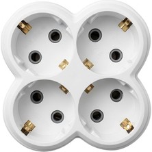 Myg Plus 4lü Golyat Fiş, Dörtlü Topraklı Priz Çoklayıcı Fiş, 16A 250 Volt, Max 3600 Watt (Beyaz)