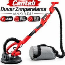 Çantalı Duvar Zımparalama Makinesi 750W 225MM Uzun Saplı Vakumlu Tavan Alçıpan Zımpara Seti