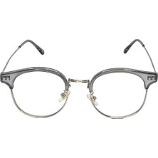 Looka Mavi Işık Korumalı Retro Yarım Çerçeve Gözlük – Unisex Füme Şeffaf Geta Çerçeve ve Gümüş Metal Detaylı Dinlendirici Bilgisayar Gözlüğü, UV400 Filtreli Ekran Gözlüğü
