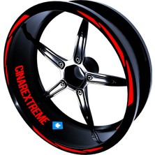 Odea Çınar Extreme 3 Parça Tasarımlı Bayrak Kırmızı Jant Şeridi Sticker