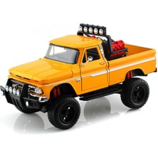 Odea Motormax Toy Factory Ltd. 1966 Chevrolet C10 Fleetside Pickup Truck Off Road Yellow 1/24