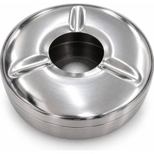 Odea Gümüş Kapaklı Kokusuz Kül Tablası Paslanmaz Metal Küllük – Modern ve Şık Tasarım
