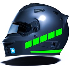 Odea Çınar Extreme Şerit Tasarımlı Motosiklet Kask Sticker Reflektif, Floresan, Düz, Özel Renkler Floresan Yeşil