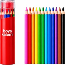 Odea Kuru Boya Kalemi Silimdir Metal Tüp Içinde 12 Renk – Canlı Renkli, Okul ve Çizim Için Tam Boy Boya Kalemi