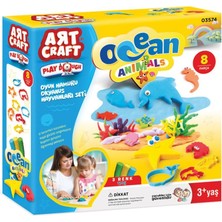 Odea Dede 3574 Art Craft Okyanus Hayvanlar Oyun Hamuru Seti, 8 Kalıp, 3 Hamur, 3 Yaş Için