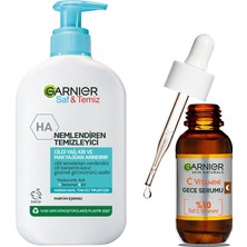Odea Garnier Saf&temiz Nemlendiren Temizleyici 250 ml & C Vitamini Süper Aydınlatıcı Gece Serumu 30 ml Cilt Bakım Seti