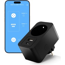 Odea Şımart Akıllı Wi-Fi Priz USB Type-C Akım Korumalı Uzaktan Kontrol