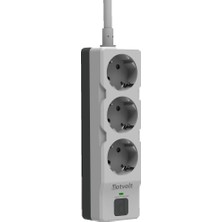 Odea Dotvolt Üçlü 1.5 Metre Kablolu Akım Korumalı Priz Beyaz Anahtarlı Surge Hunter 1050 Joule