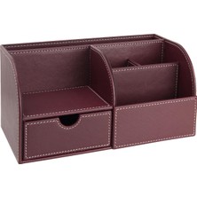 Odea Masaüstü Düzenleyici,kalemlik,kumandalık,küpbloknotluk,tabletlik,kitaplık,6 Gözlü,çekmeceli,desktop Organizer,vegan,24,5 * 13 * 12