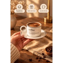 Odea Atbyhome 2 Kişilik Porselen Türk Kahvesi Fincan Takımı 90 ml - Sözlük Tasarımlı Özel Kutulu Espresso Fincan Seti