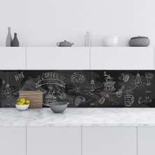 Odea Mutfak Tezgah Arası Folyo Fayans Kaplama Folyosu Coffee Menu 60X400 cm