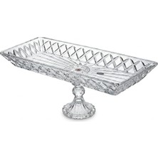 Odea Deconox Kafes Model El Yapımı Ayaklı Cam Sunumluk - Dikdörtgen Şeffaf Dekoratif Servis ve Meyve Tabağı (39X15 Cm)