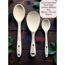 Odea Multiamo Sert Uçlu Isıya Dayanıklı Silikon Kaşık Seti, 28 cm / 24 cm / 20 Cm, Krem