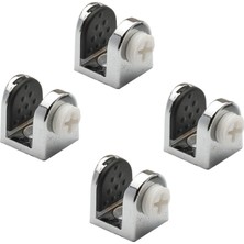 BADEM10 Tırnak Metal Cam Raf Tutucu Cam Etejer Menteşesi Krom Plastik Vidalı 8 mm (4 Adet)