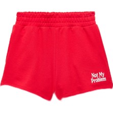 Rahat Kalıp Baskılı Normal Bel Lastikli Mini Spor Şort