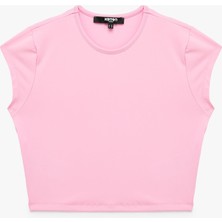 Slim Fit Kısa Kollu Bisiklet Yaka Crop Spor Tişört